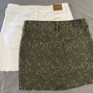 2 American Eagle Denim skirts. One leopard and one white. Leopard never worn.
